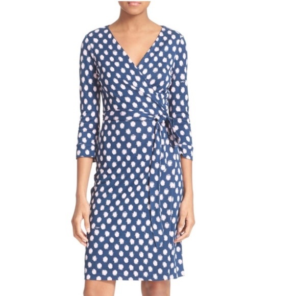 Diane Von Furstenberg Dresses & Skirts - DVF : Julian Two Polka Dot Wrap Dress - Size 8